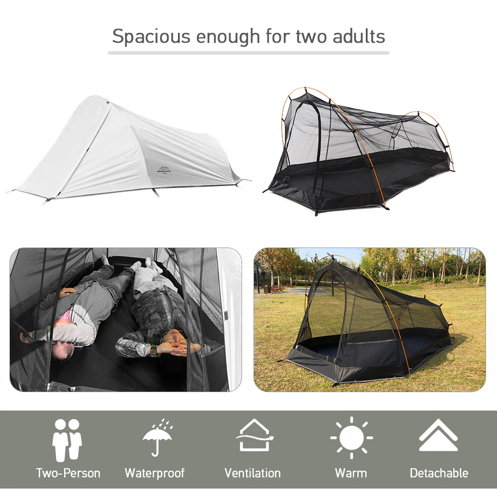 Cheap Goat Tents Ultralight Dual Layer Waterproof Sleeping Bag Tent 2 Person Outdoor Camping Tent Aluminum Pole Tourist Tent Hiking Backpack Tent   